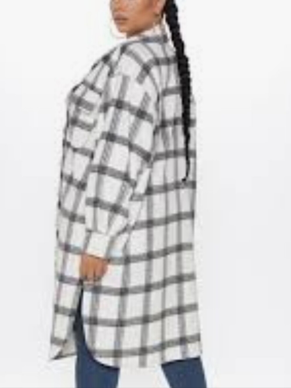 Cato Checked Longline Shirt Dress - White & Gray Size 18/20 W